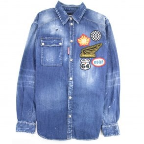 Dsquared2 Dark Dropped Military Denim Shirt Blue | ONU