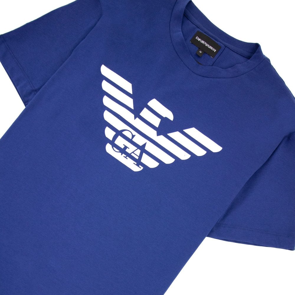 Emporio Armani Pima-jersey T-shirt With Logo Elec Blue | ONU