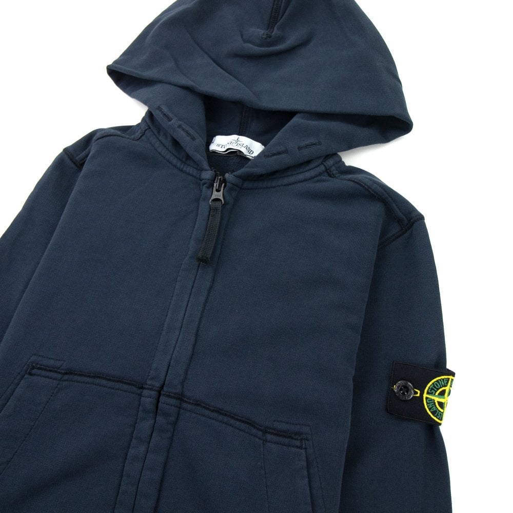 Stone island zip store hoodie navy